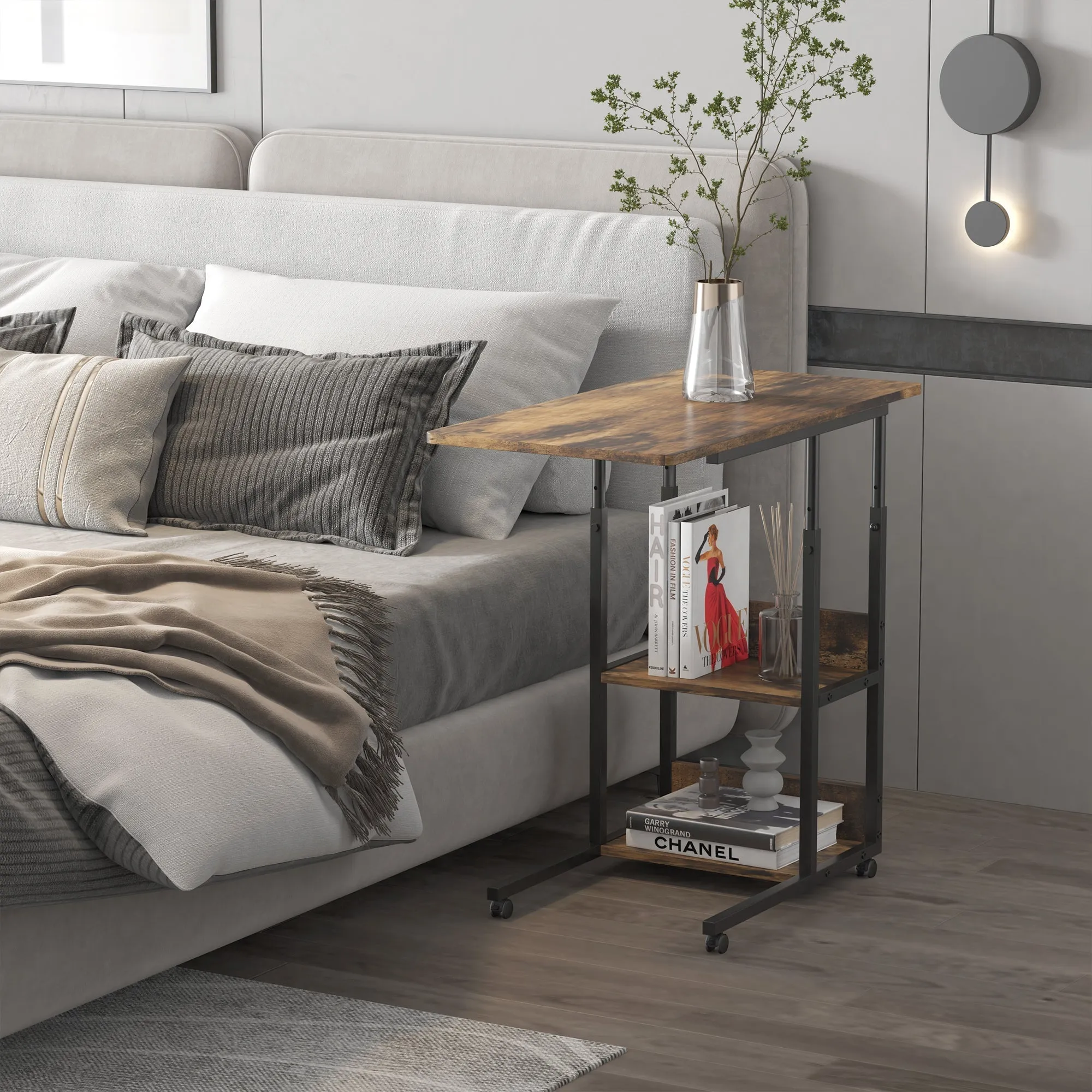 Living Room Table to C Industrial Style, Design Bottle Adjustable Height - Rustic Marrone - Image 2