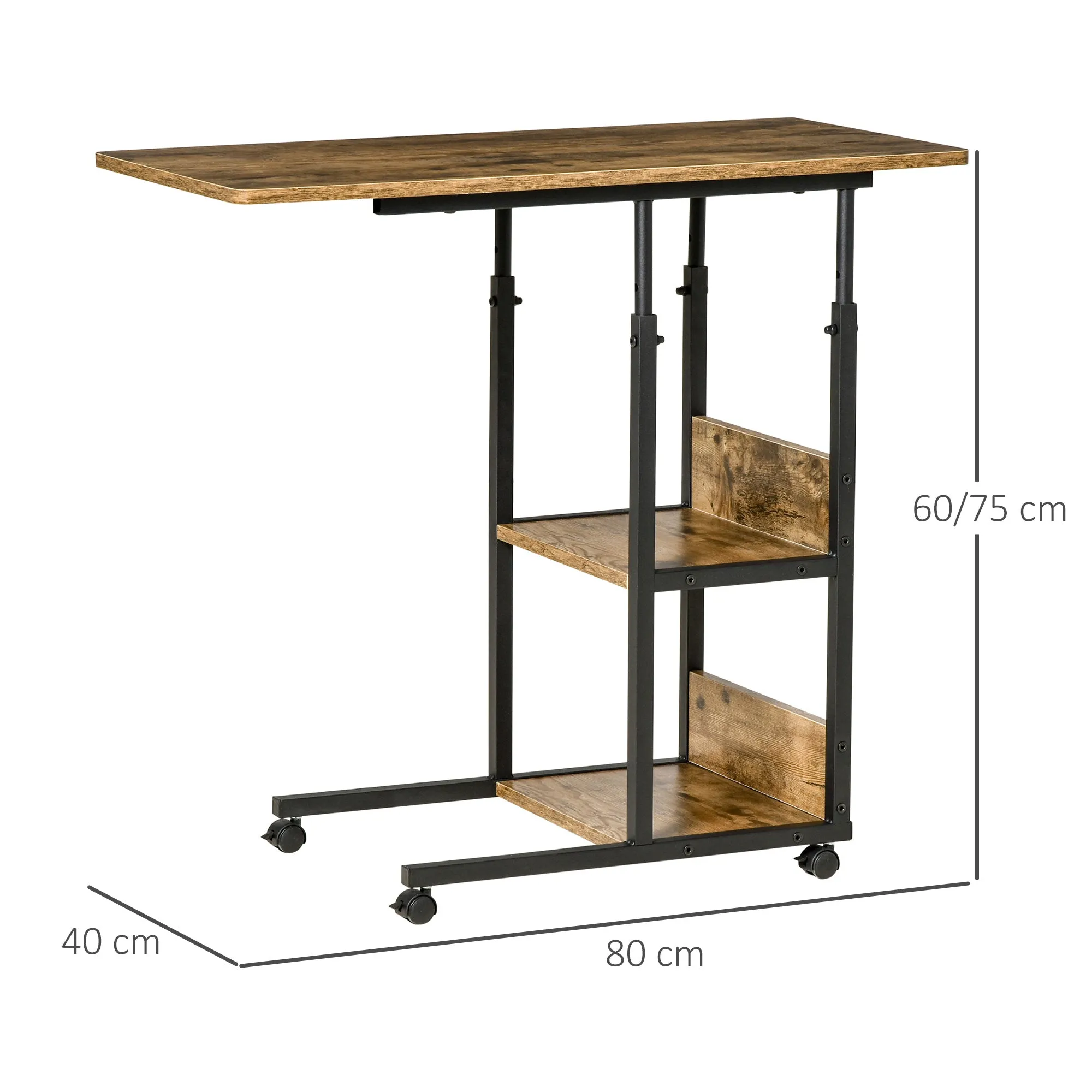 Living Room Table to C Industrial Style, Design Bottle Adjustable Height - Rustic Marrone - Image 3