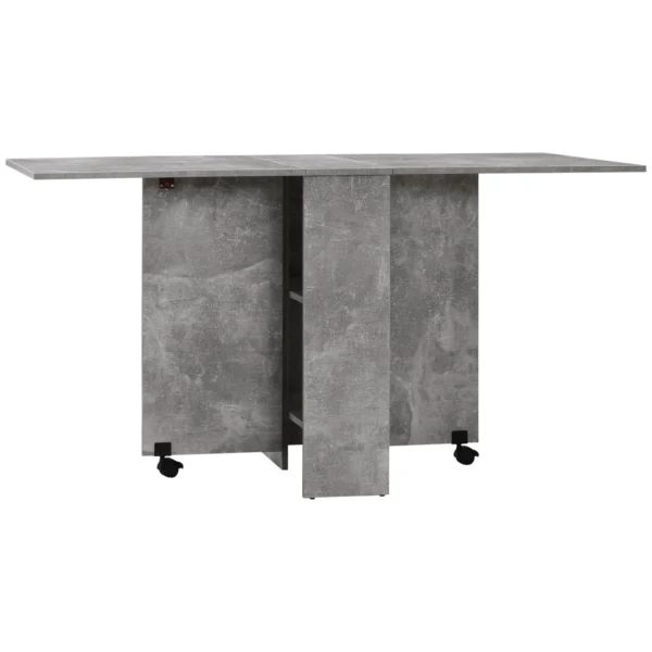 LEAF - Foldable Wooden Table For 4-6 people with wheels, 75x140x74cm, Grey
