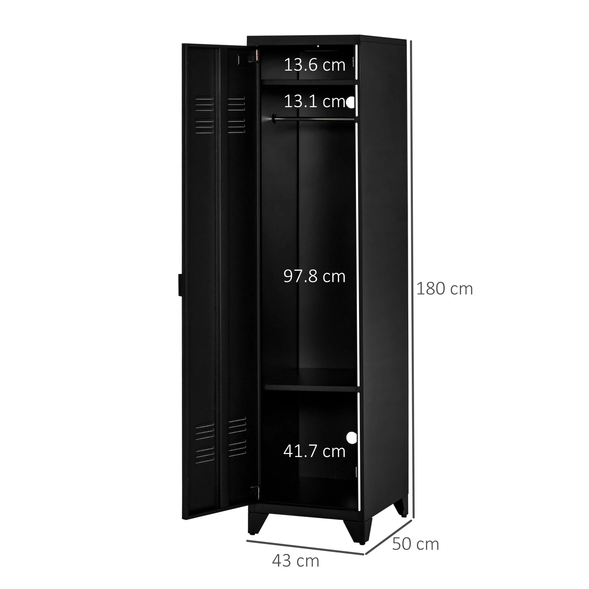 Metallic Industrial Style Cardinal to one door, multipurpose cabinet for entrance and bedroom - black - Image 3