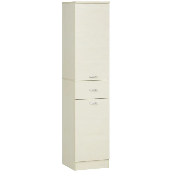 Wooden Bathroom Cabinet with drawer, 2 adjustable lockers and shelves, 34x34x150 cm, wood color
