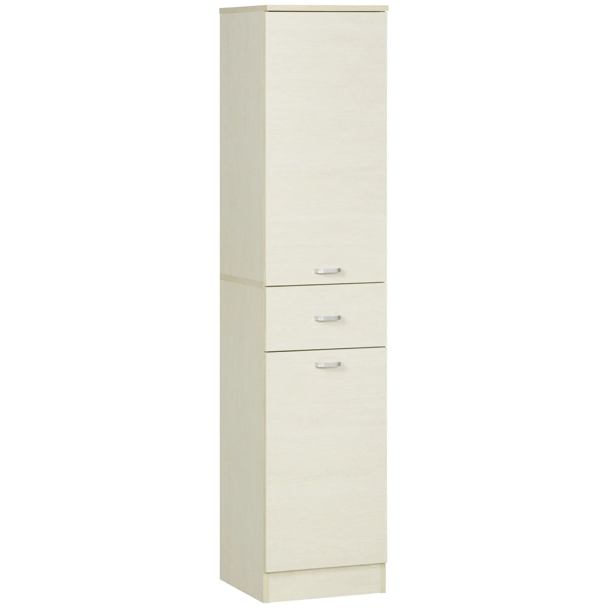 Wooden Bathroom Cabinet with drawer, 2 adjustable lockers and shelves, 34x34x150 cm, wood color