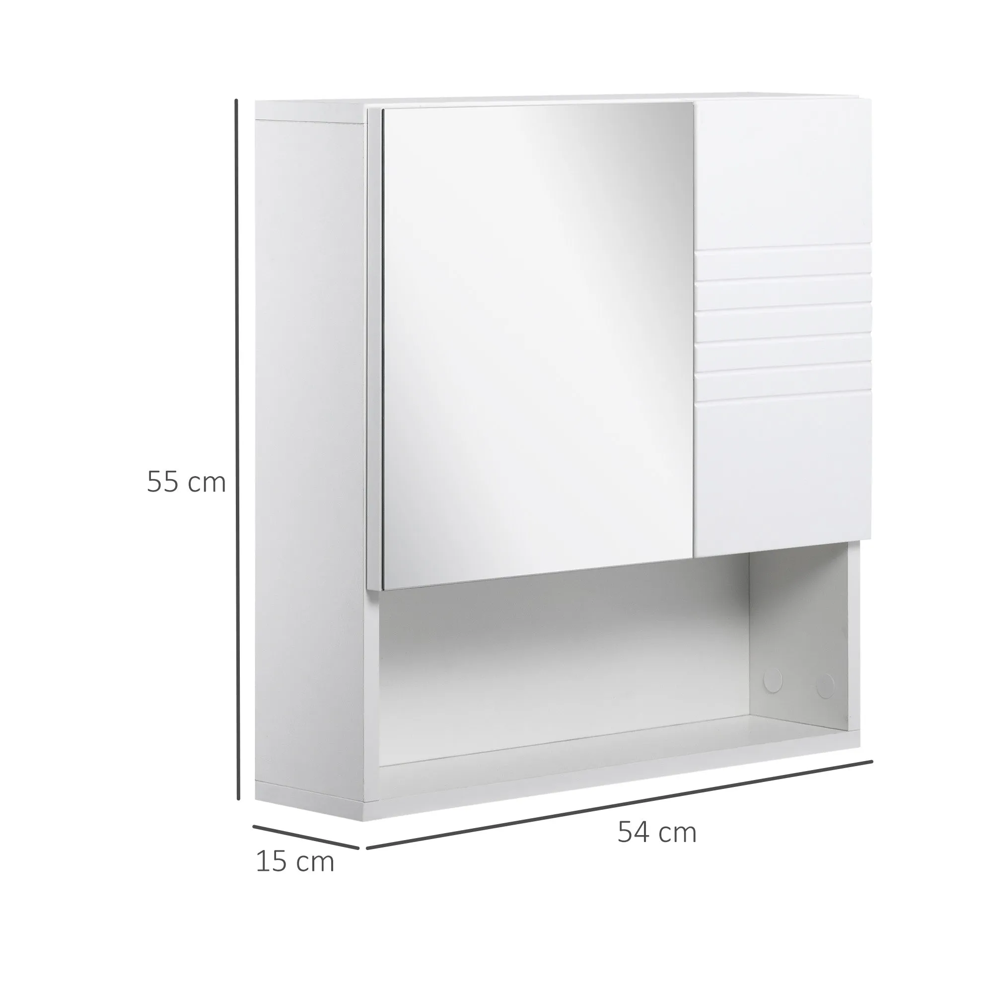 Kleankin Bathroom mirror cabinet, Wall fixing bathroom cabinet, 54x15x55cm, white - Image 3