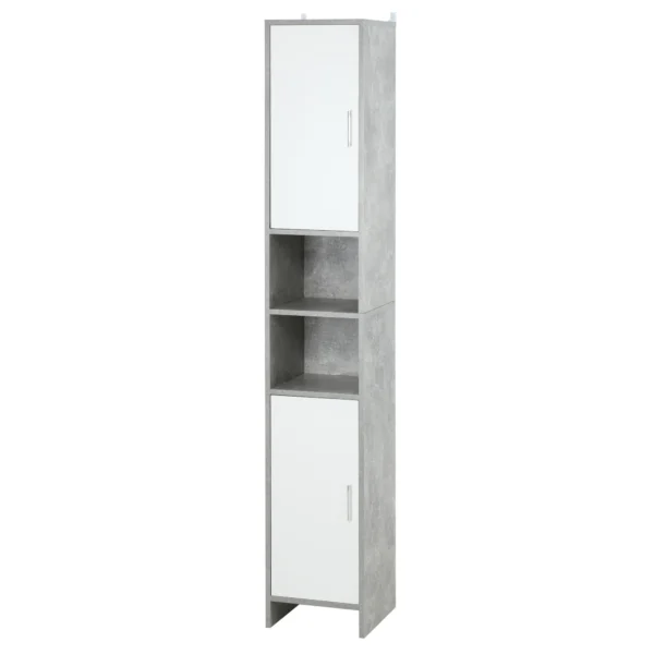 Kleankin Bathroom column with 2 lockers and 2 open in concrete effect wooden rooms, 30x30x180cm