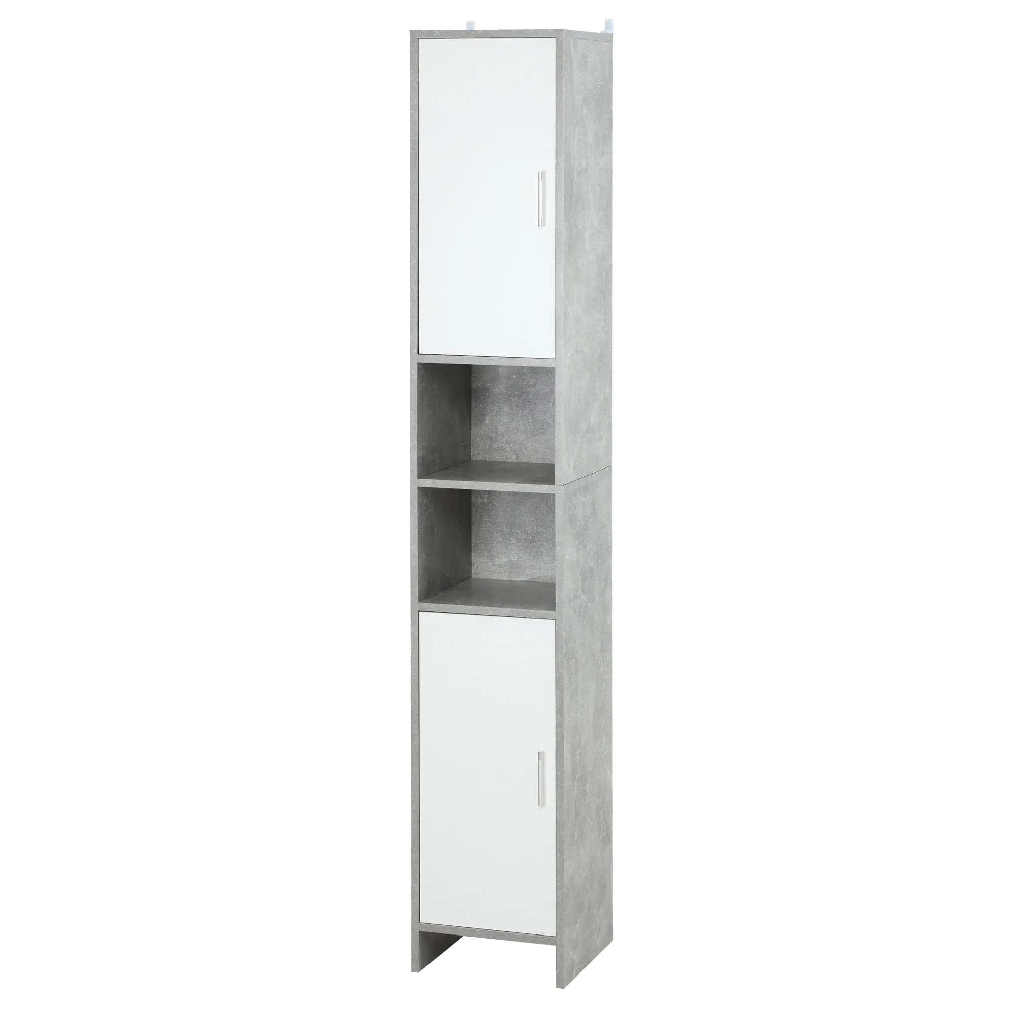 Kleankin Bathroom column with 2 lockers and 2 open in concrete effect wooden rooms, 30x30x180cm