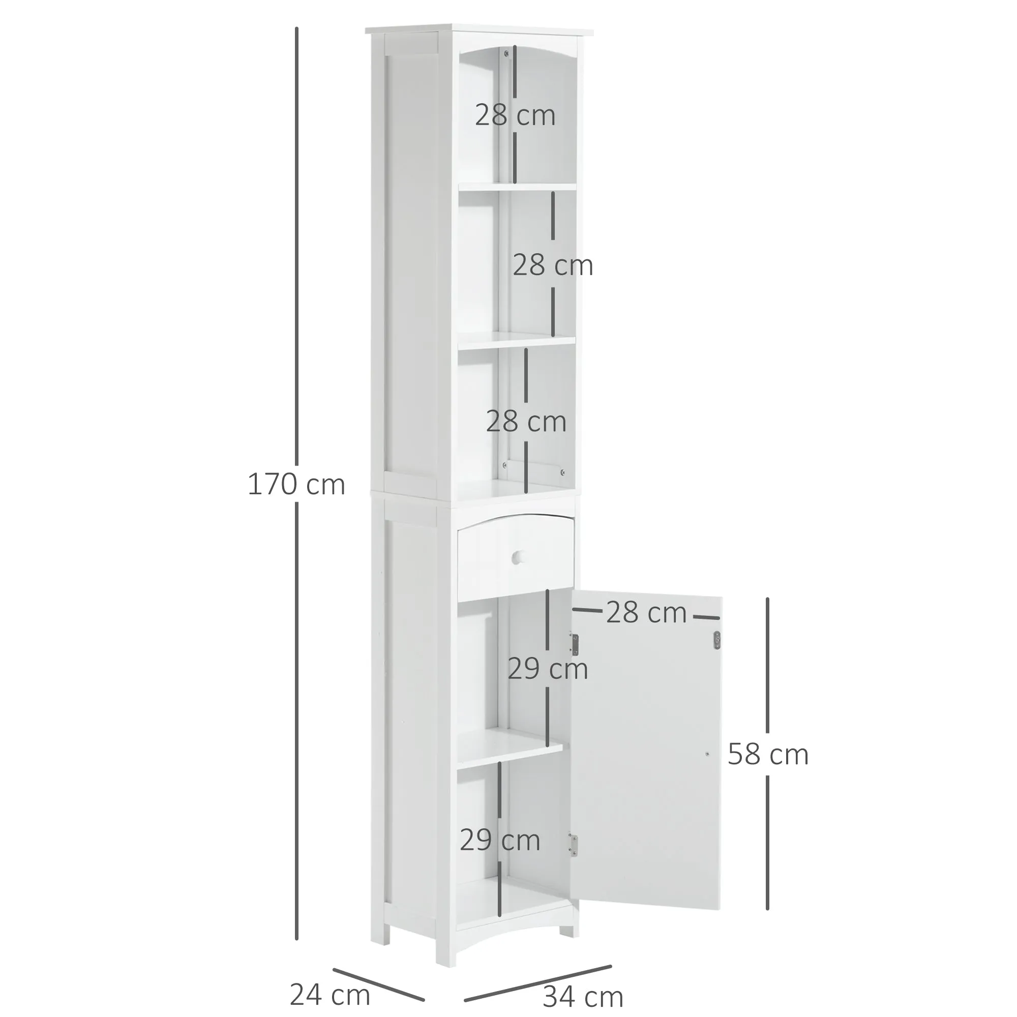 Column Cabinet MDF white saving for bathroom 35x24x170cm - Image 3
