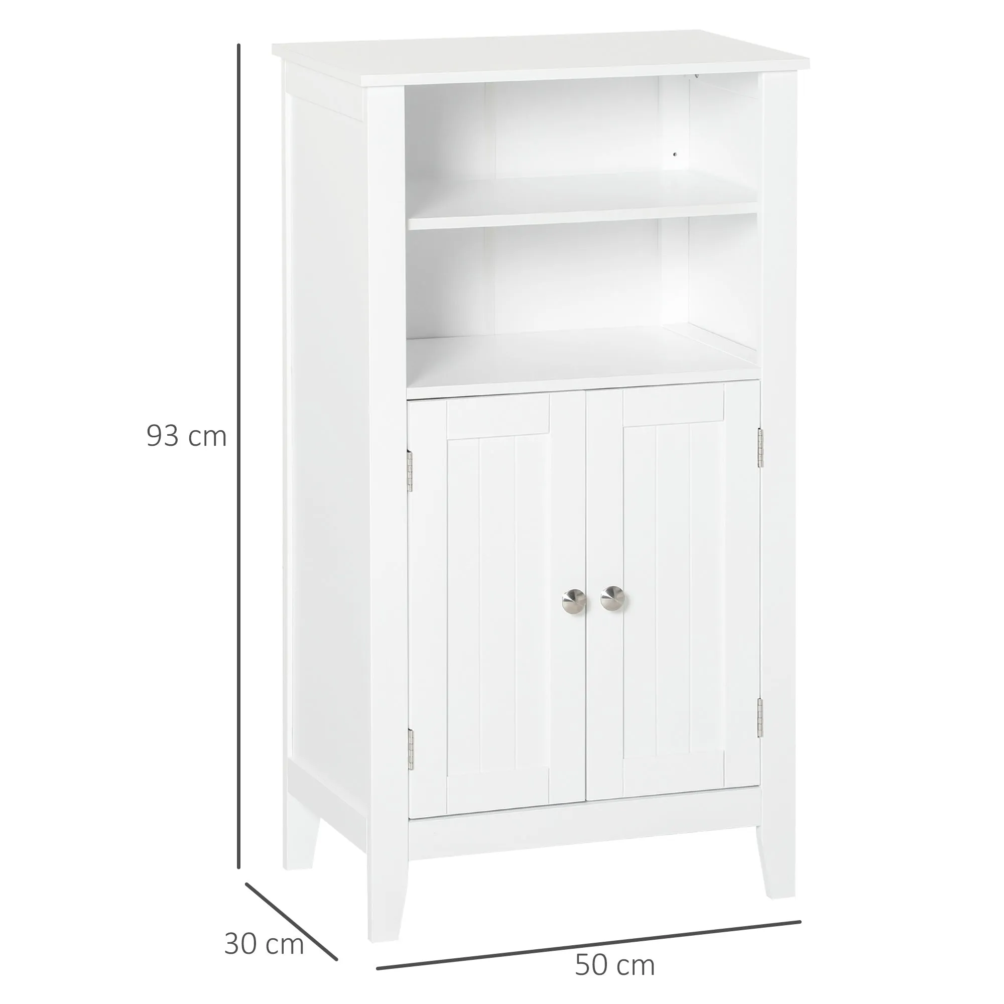 Kleankin Bathroom cabinet with adjustable shelves and cabinet 2 white wooden doors, 50x30x93cm - Image 3