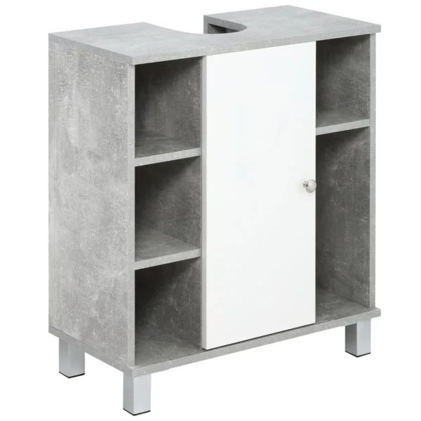 Kleankin Sublaivandine cabinet with U -wing car and 6 wooden shelves, 60x30x68cm - white/Grey