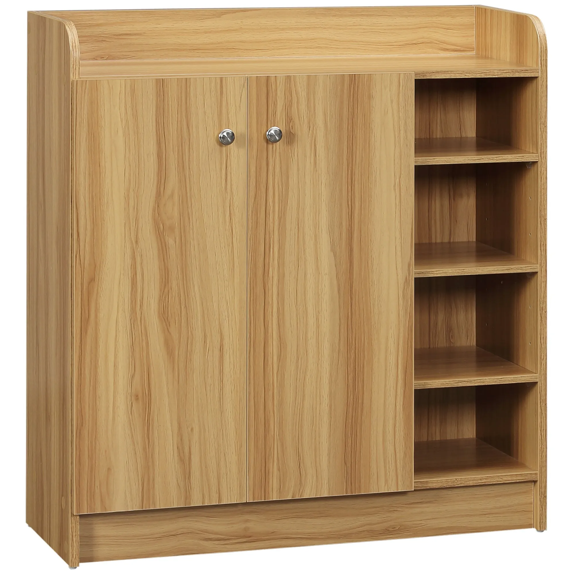 Space-Saving and Modern Wooden Shoe Cabinet for 12 Pairs with 4 Open Shelves, 83x30x90 cm, Light Brown