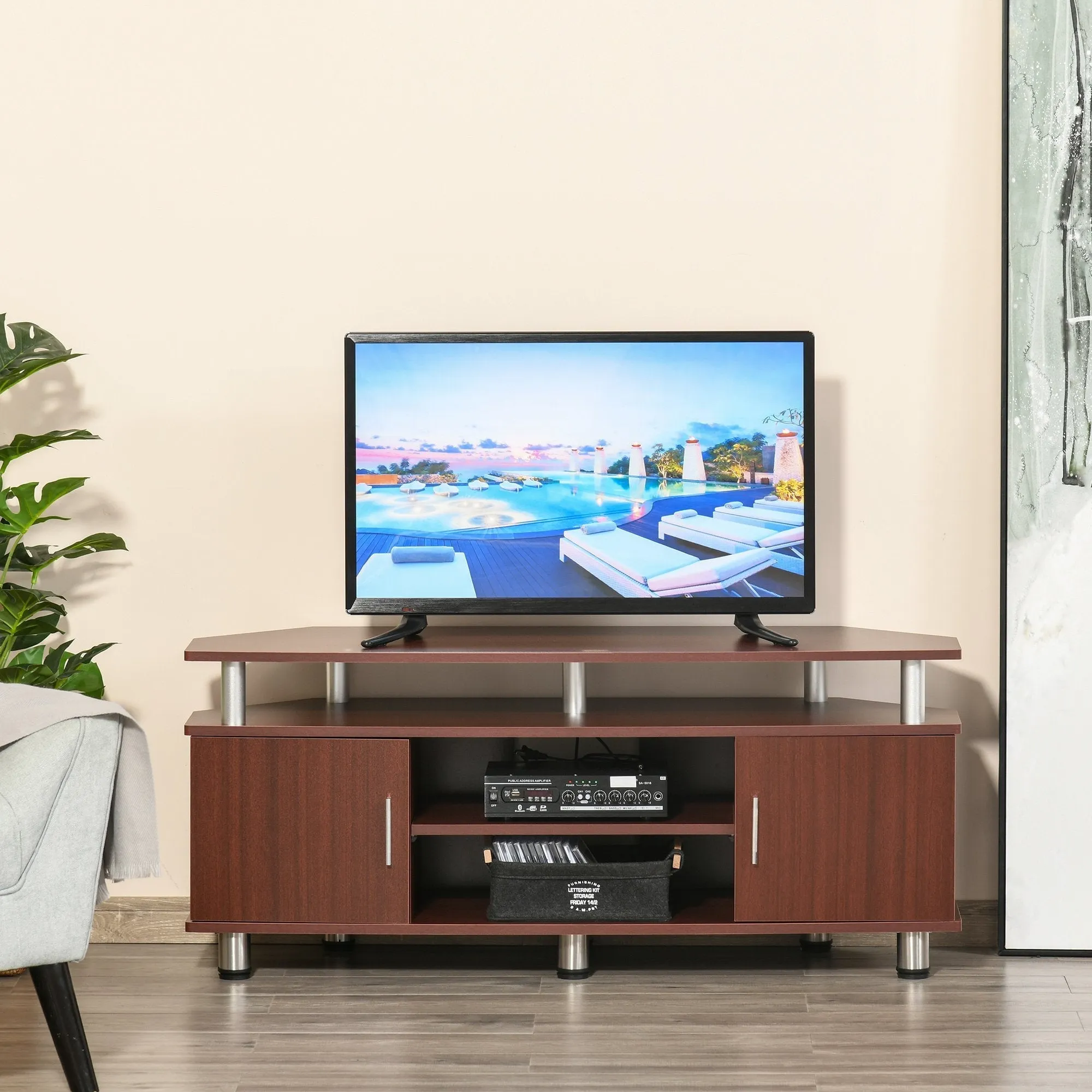 Mobile Classic Tv Living Room Door with 2 shelves, Marrone 120x39.5x52cm - Image 2
