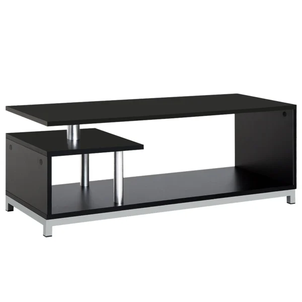 Modern TV Mobile with wooden shelf, Low Living Book Mobile 114x40x40.5cm, Black