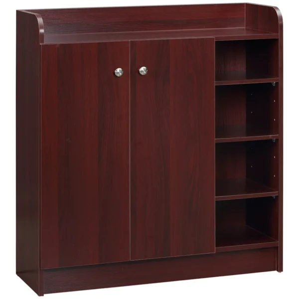 Modern Space-Saving Wooden Shoe Cabinet for 12 Pairs with 4 Open Shelves, 83x30x90 cm, Coffee Color