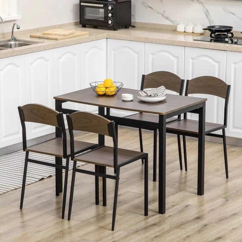 Dining Set: 5 Piece Dining Set with 1 Rectangular Table 100x63x76. 5 cm and 4 Chairs 45x40x82 cm, in Steel and MDF - Image 2