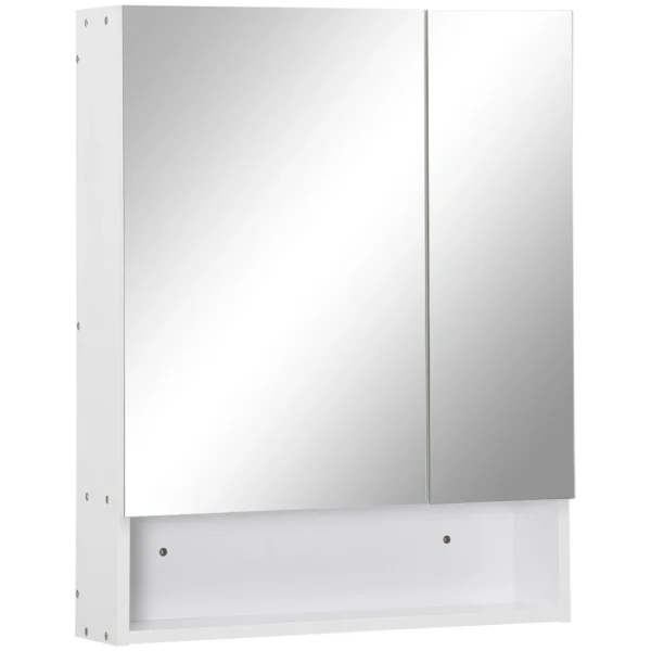 kleankin rectangular mirror cabinet with beliefs and adjustable shelf, 60x15x75cm