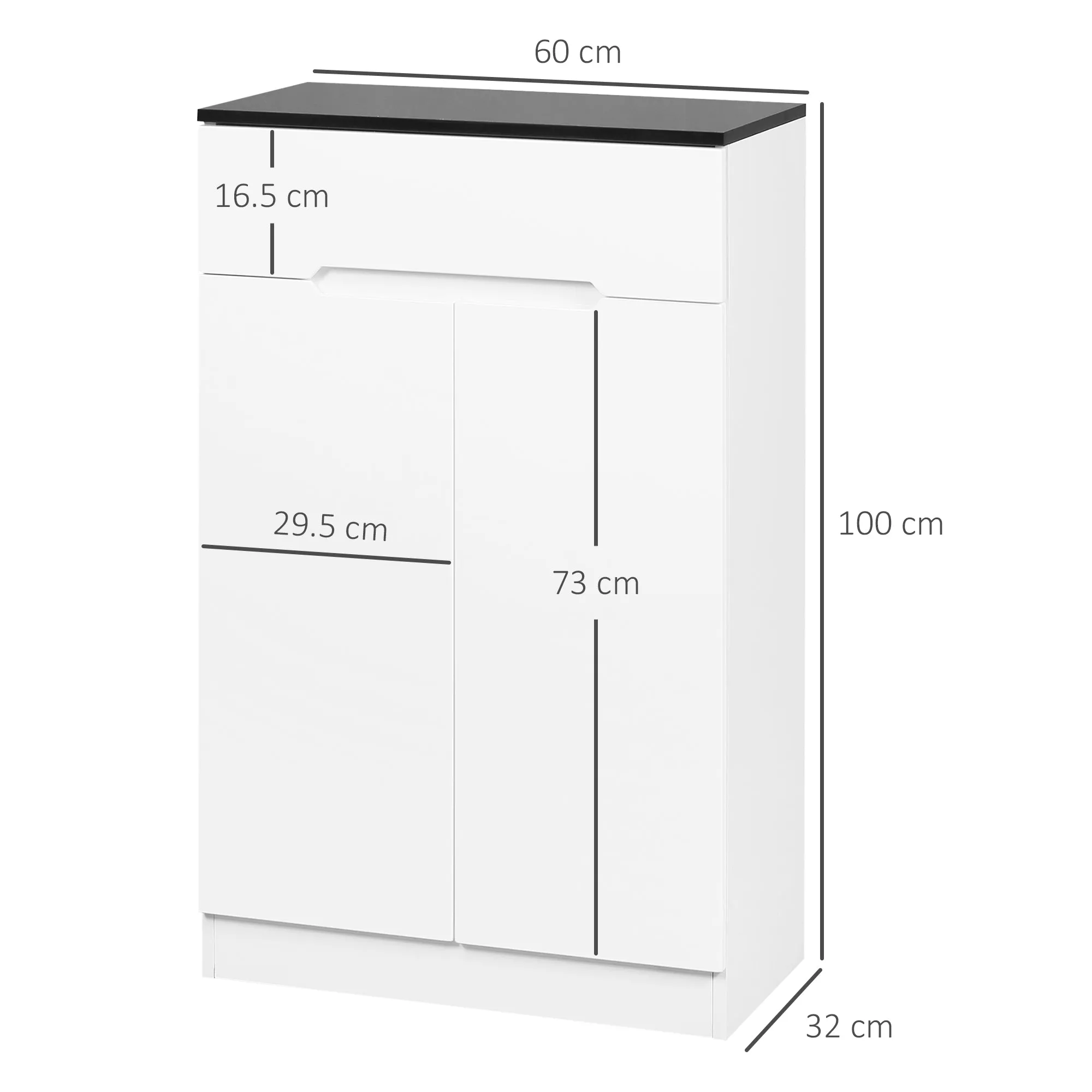 Slim Shoe Rack for 12 Pairs Max for Entrances with 3 Adjustable Shelves and Drawer, in White Chipboard, 60x32x100 cm - Image 3