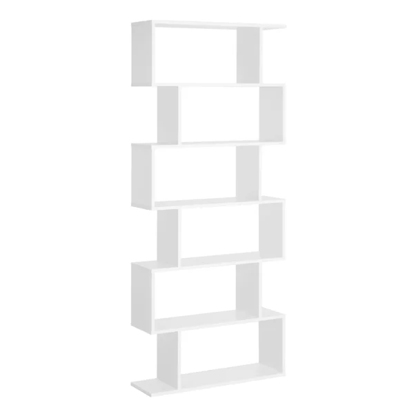 Bookshelf with 6 Shelves, Wooden Bookcase, Modern Design, White 80 × 23 × 192cm