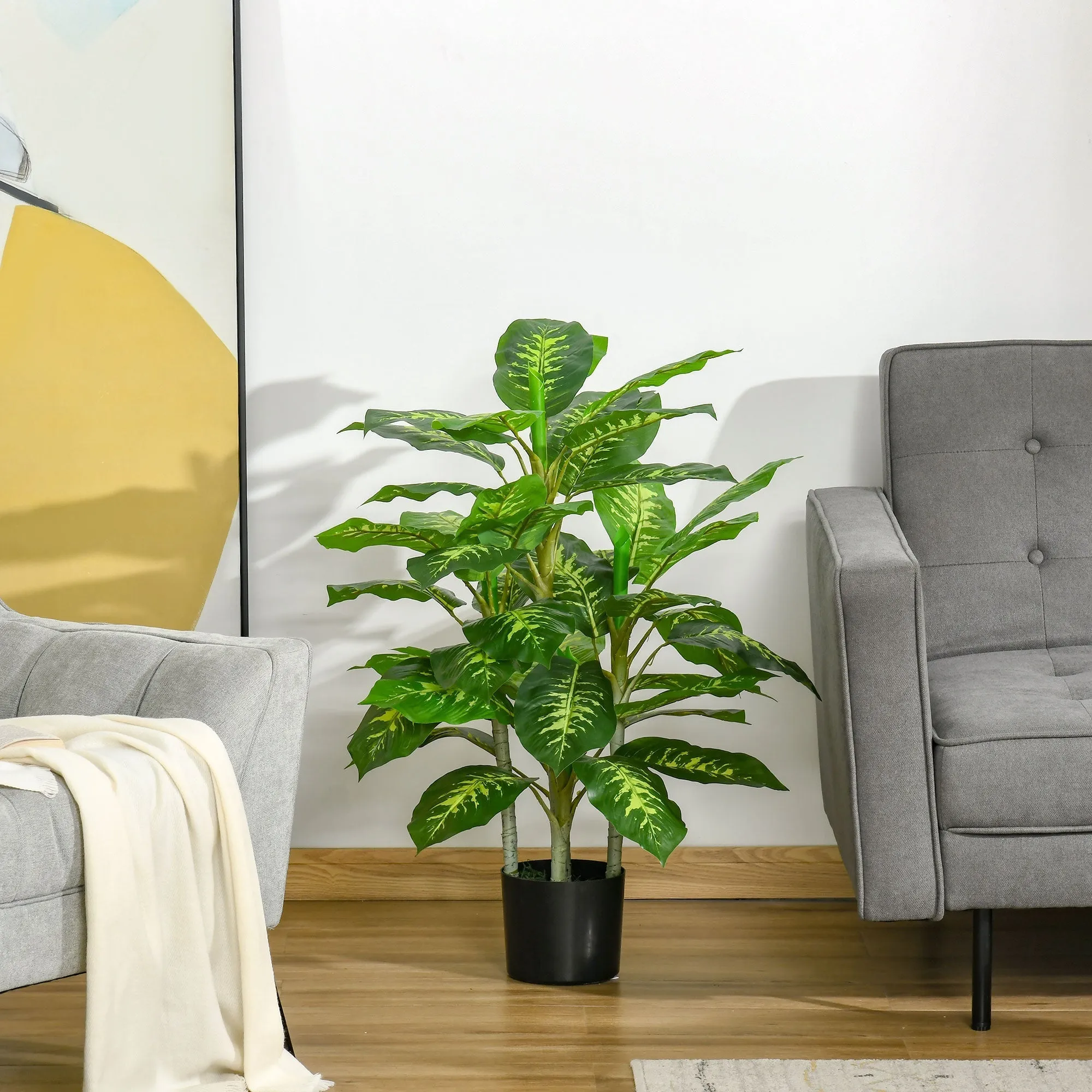 Artificial Evergreen Plant with Pot Φ17x14.5 cm Black for Indoor and Outdoor Use, Plant Height 95 cm - Image 2