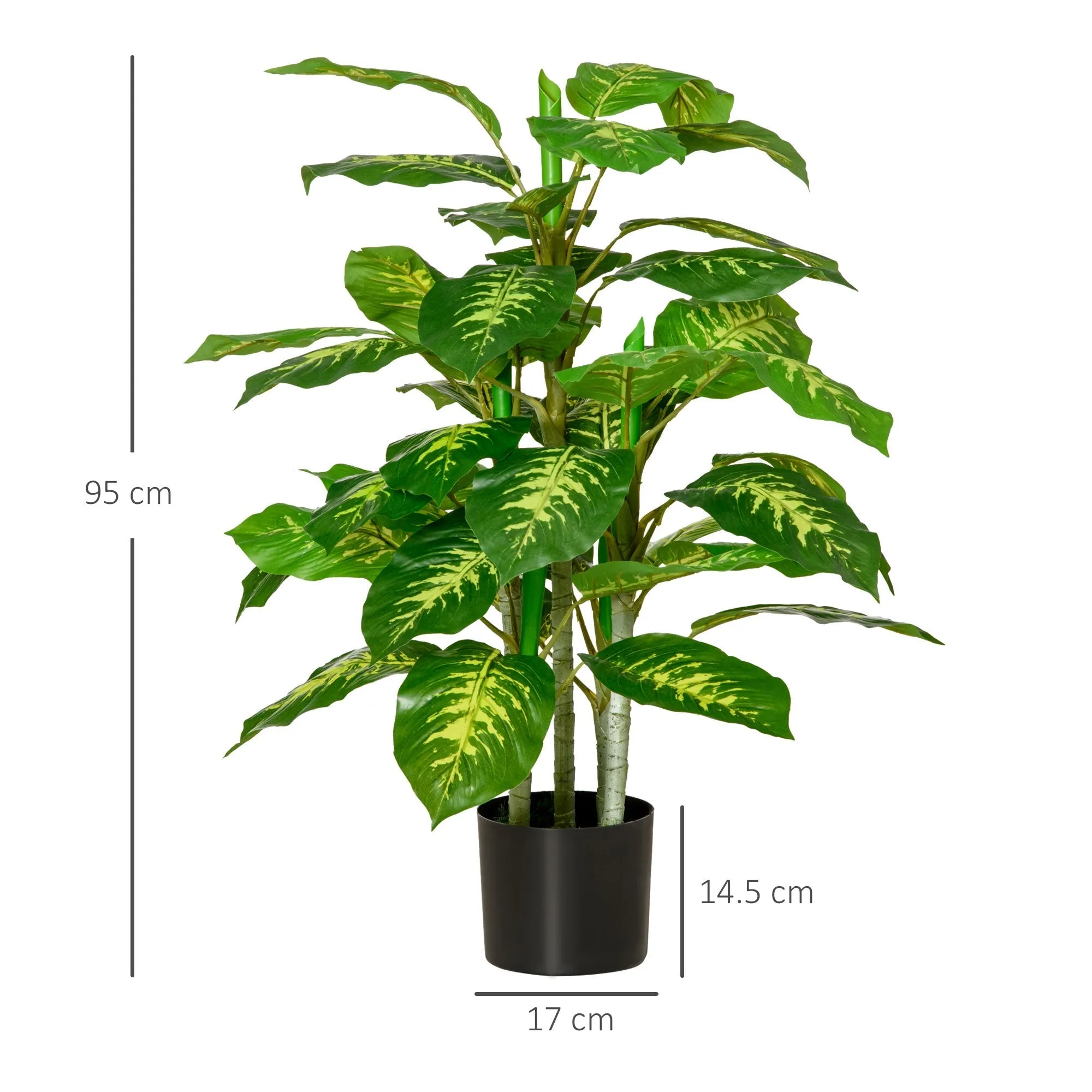 Artificial Evergreen Plant with Pot Φ17x14.5 cm Black for Indoor and Outdoor Use, Plant Height 95 cm - Image 3