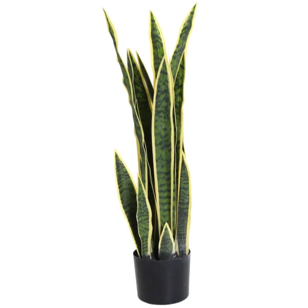 Artificial Sanseveria Realistic Fake Plant with Pot, Ø15cm x 80cm, Green and Yellow