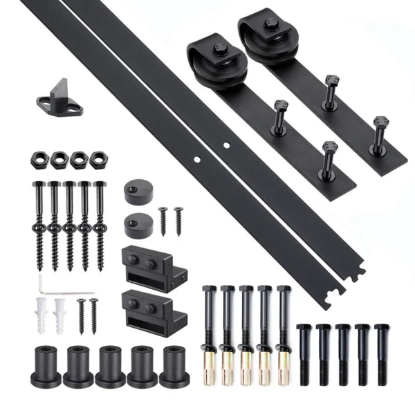 Sliding Doors Assembly Kit with track and carbon steel accessories, 200x4x0.6cm