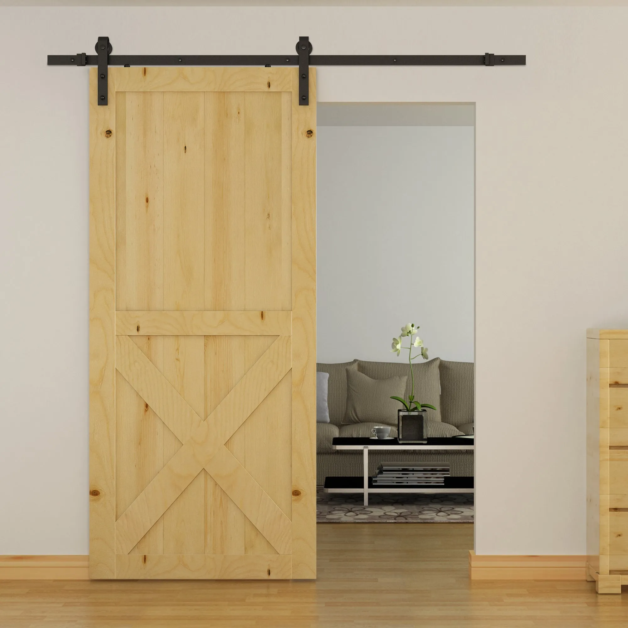 Sliding Doors Assembly Kit with track and carbon steel accessories, 200x4x0.6cm - Image 2