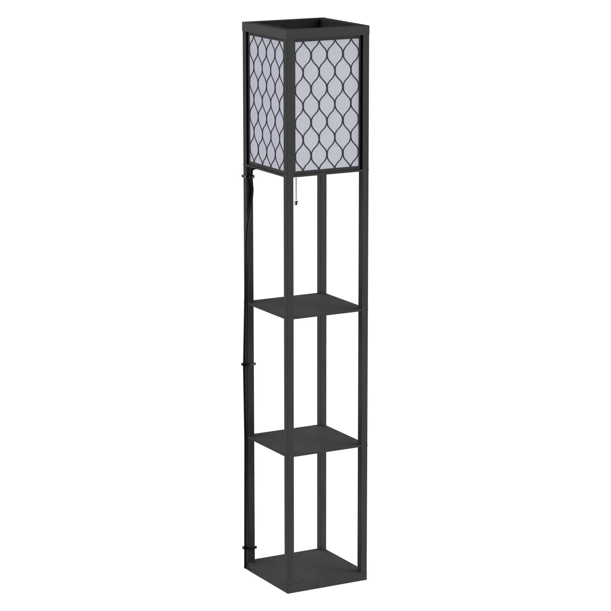 Modern Land Lamp with 3 Levels Black Library 26 x 26 x 160 cm