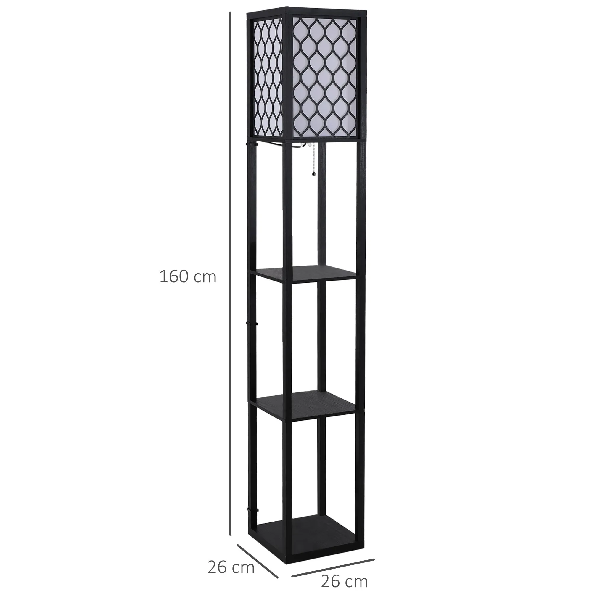 Modern Land Lamp with 3 Levels Black Library 26 x 26 x 160 cm - Image 3