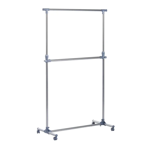 Stenter bend with adjustable height and extension, 4 swivel wheels, stainless steel and ABS, 165x48x180cm