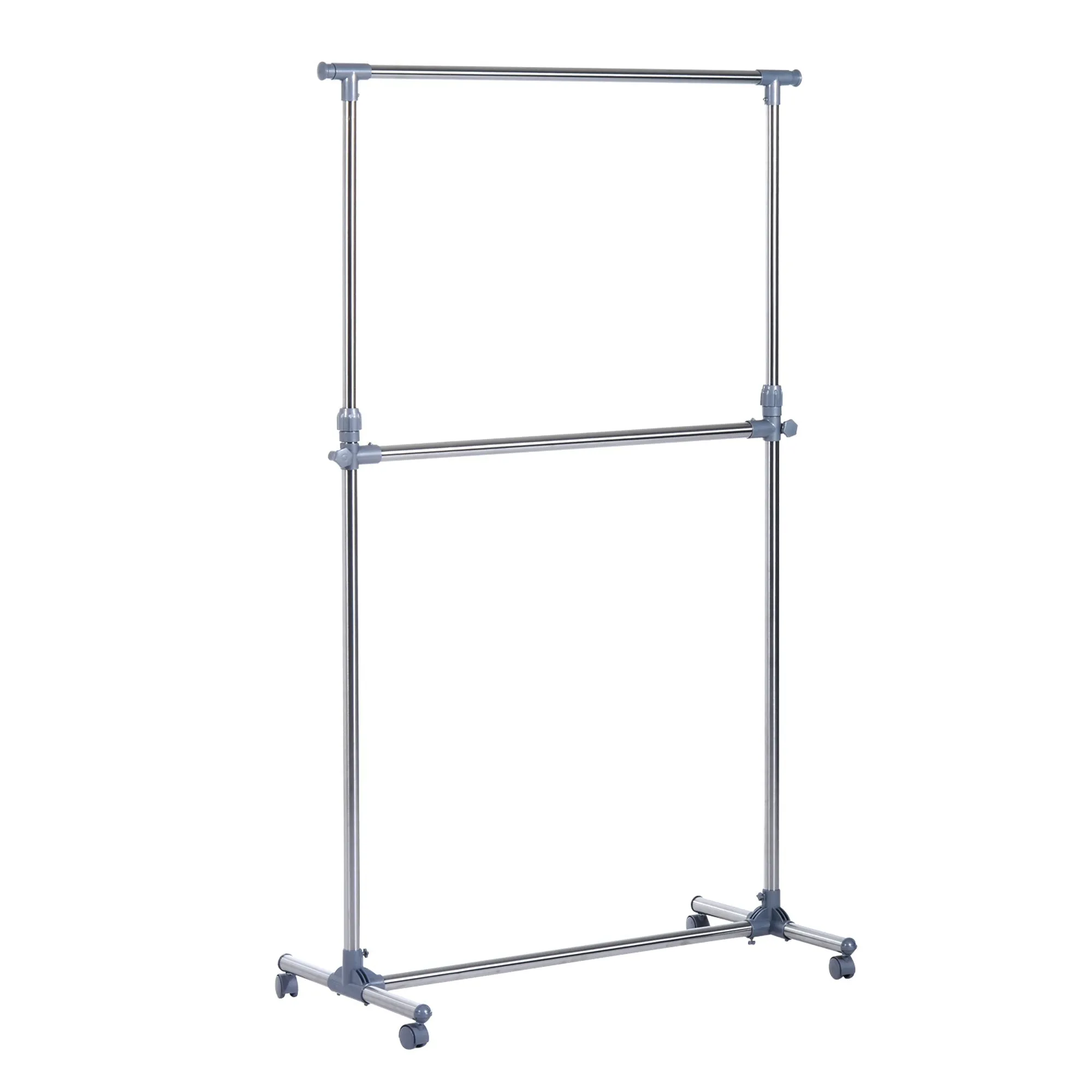 Stenter bend with adjustable height and extension, 4 swivel wheels, stainless steel and ABS, 165x48x180cm
