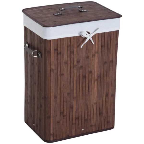 Elegant Bamboo Cane with Lid & Removable Fabric Bag, 40x30x60cm - Brown