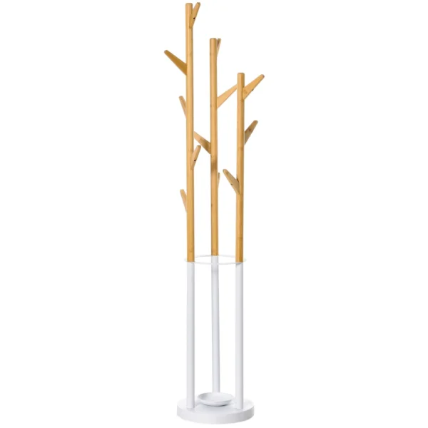 bends from the ground with napkin holders and 13 hooks, metal and bamboo, wood and white