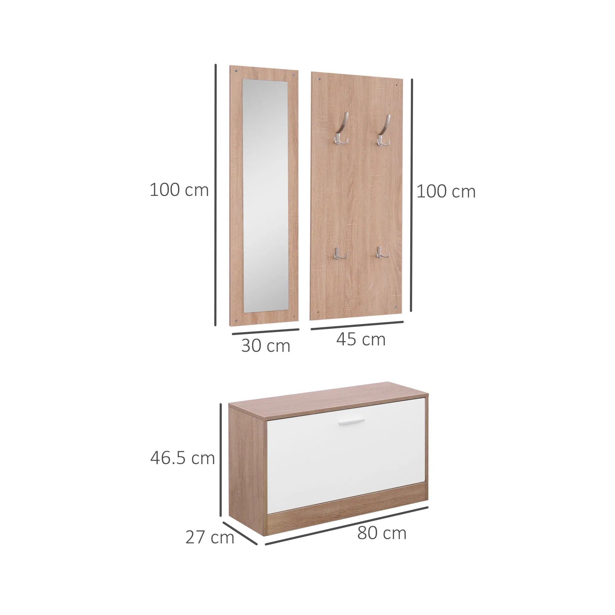 Set 3 pieces SCANDLE HAPPENDIBITS Mirror Wardrobe Wardroba in Wooden, 80x27x46.5cm - Image 3