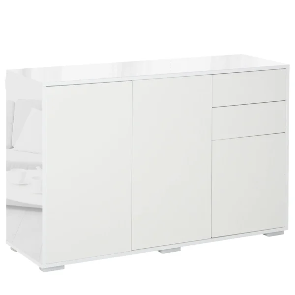 Multiuse cabinet 2 drawers and 2 pressure cabinets, white, white