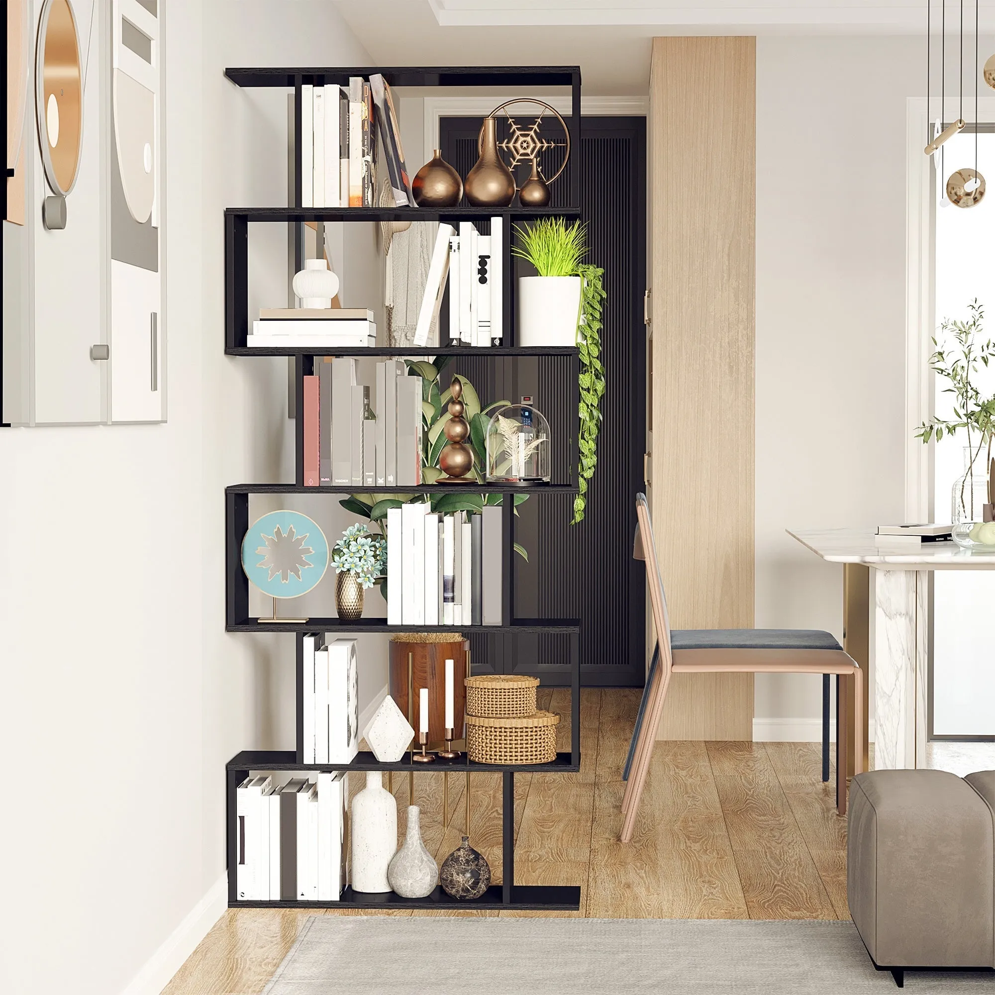 Design Wooden Bookcase 80x24x191cm Black - Image 2