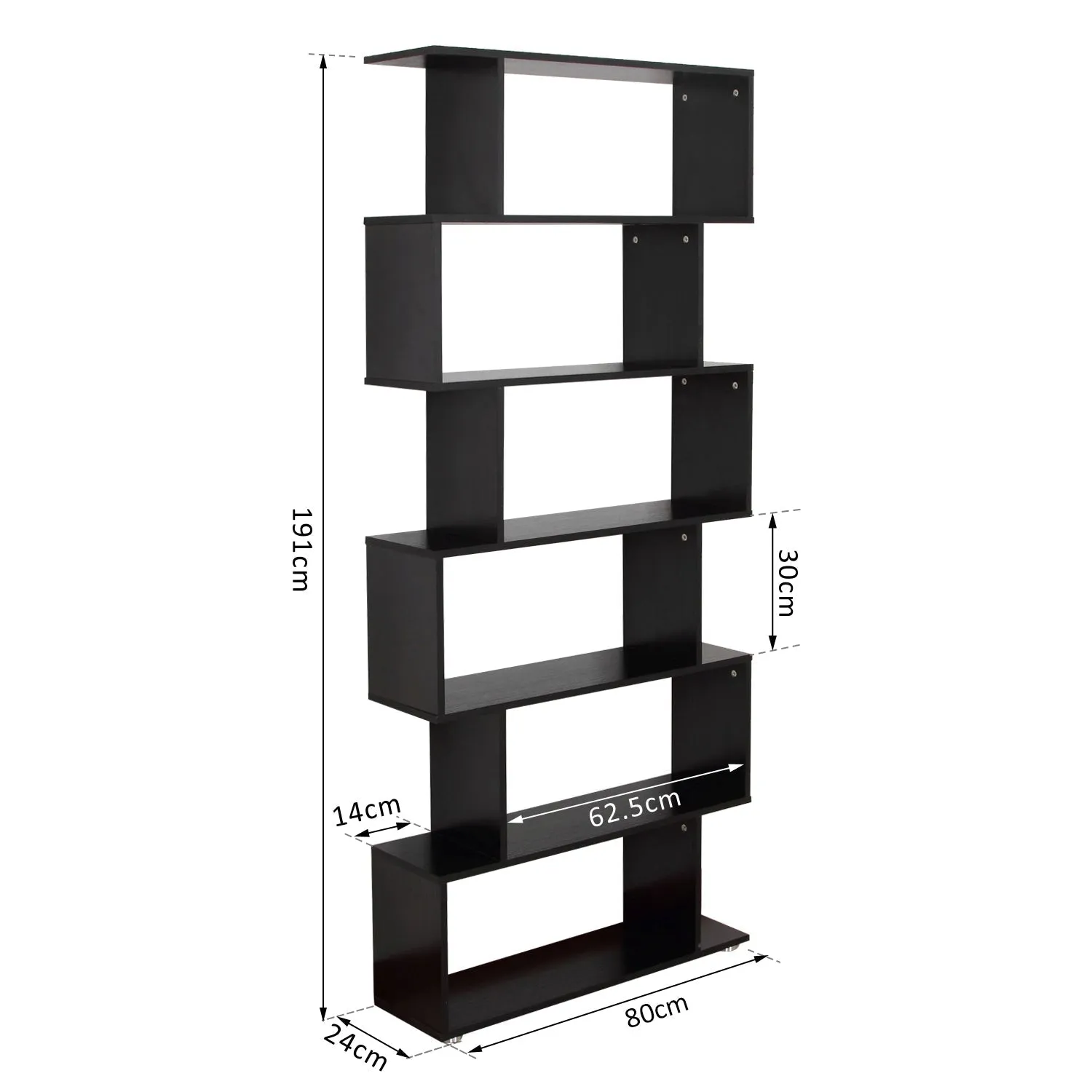 Design Wooden Bookcase 80x24x191cm Black - Image 3