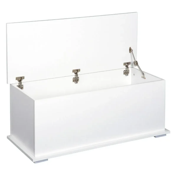 Bench Multipurpose Wooden Wooden Container MDF Opening with Safety Block, 81x40x46cm, White