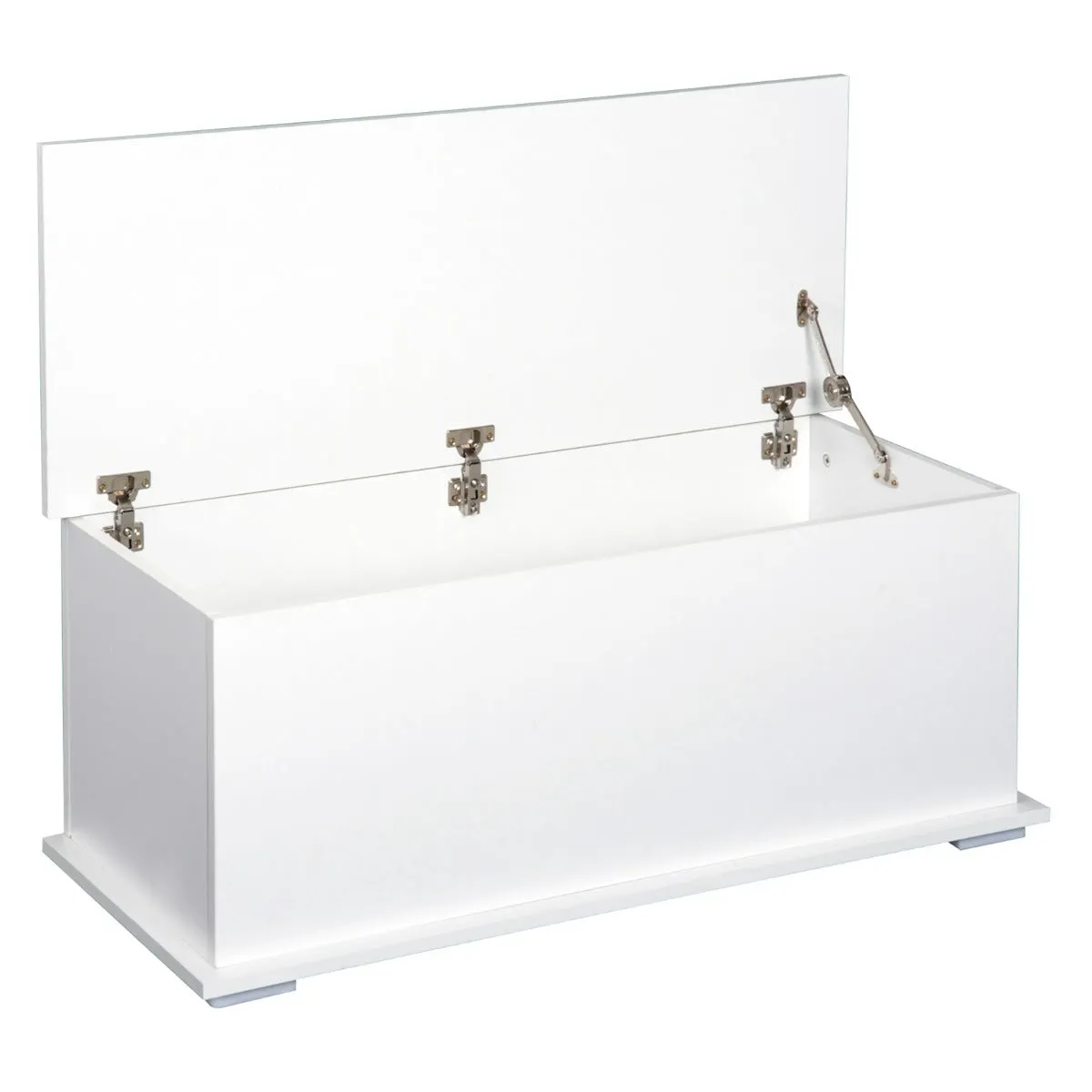 Bench Multipurpose Wooden Wooden Container MDF Opening with Safety Block, 81x40x46cm, White