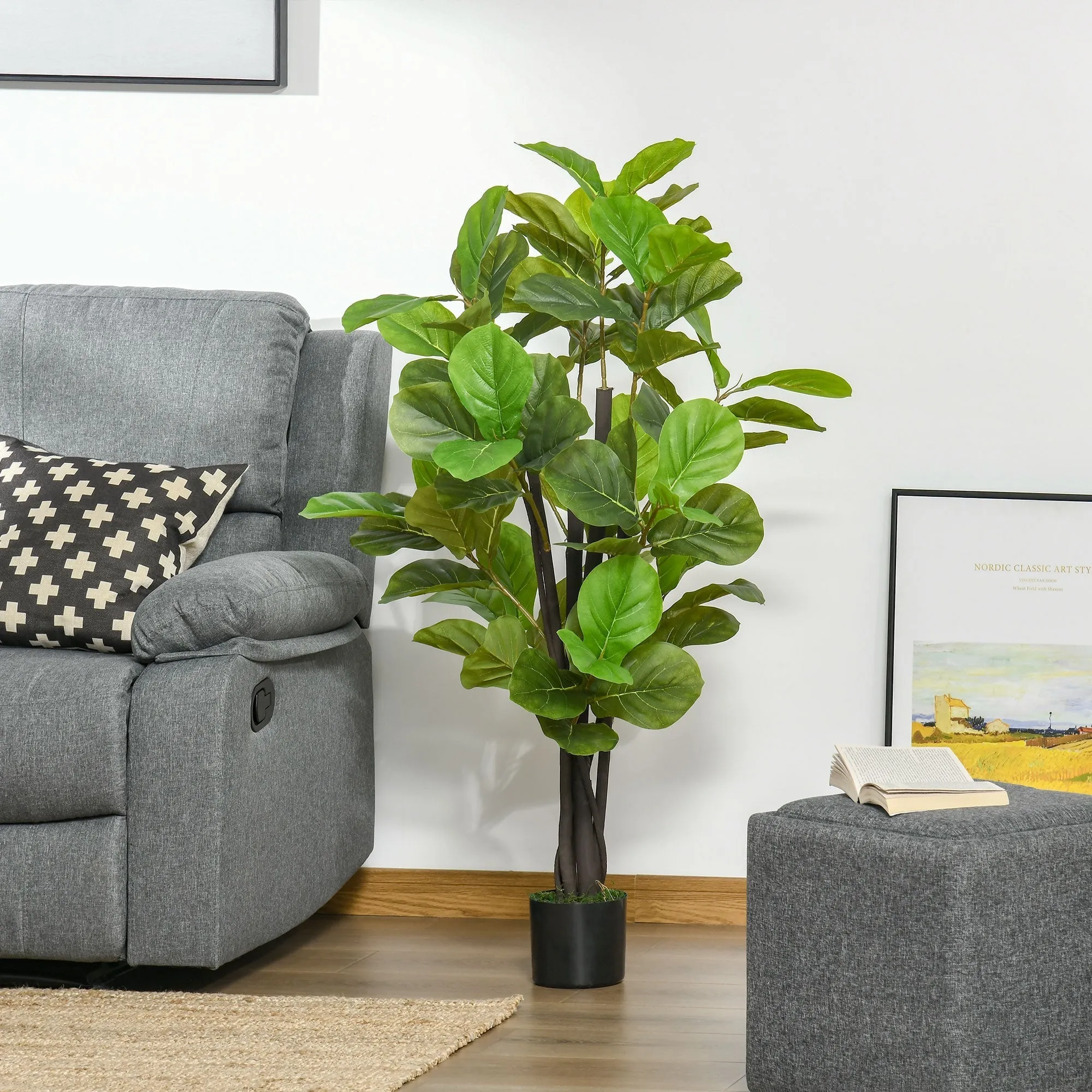 Ficus Artificial 130cm for interiors and exteriors, realistic artificial plant with 78 leaves - Image 2
