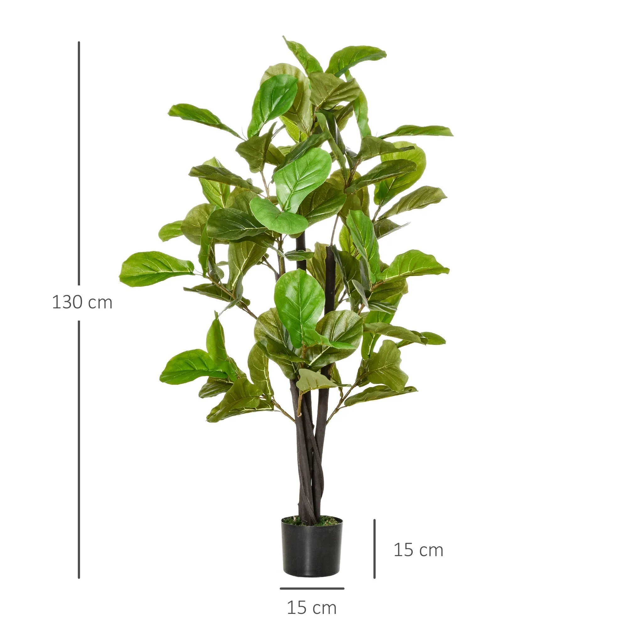 Ficus Artificial 130cm for interiors and exteriors, realistic artificial plant with 78 leaves - Image 3