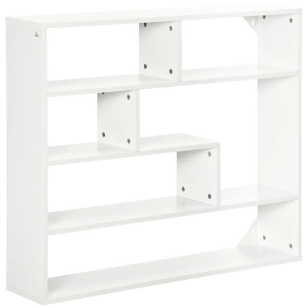 Modern 4-Tier Wooden Wall Bookcase, 94x19.5x80cm, White