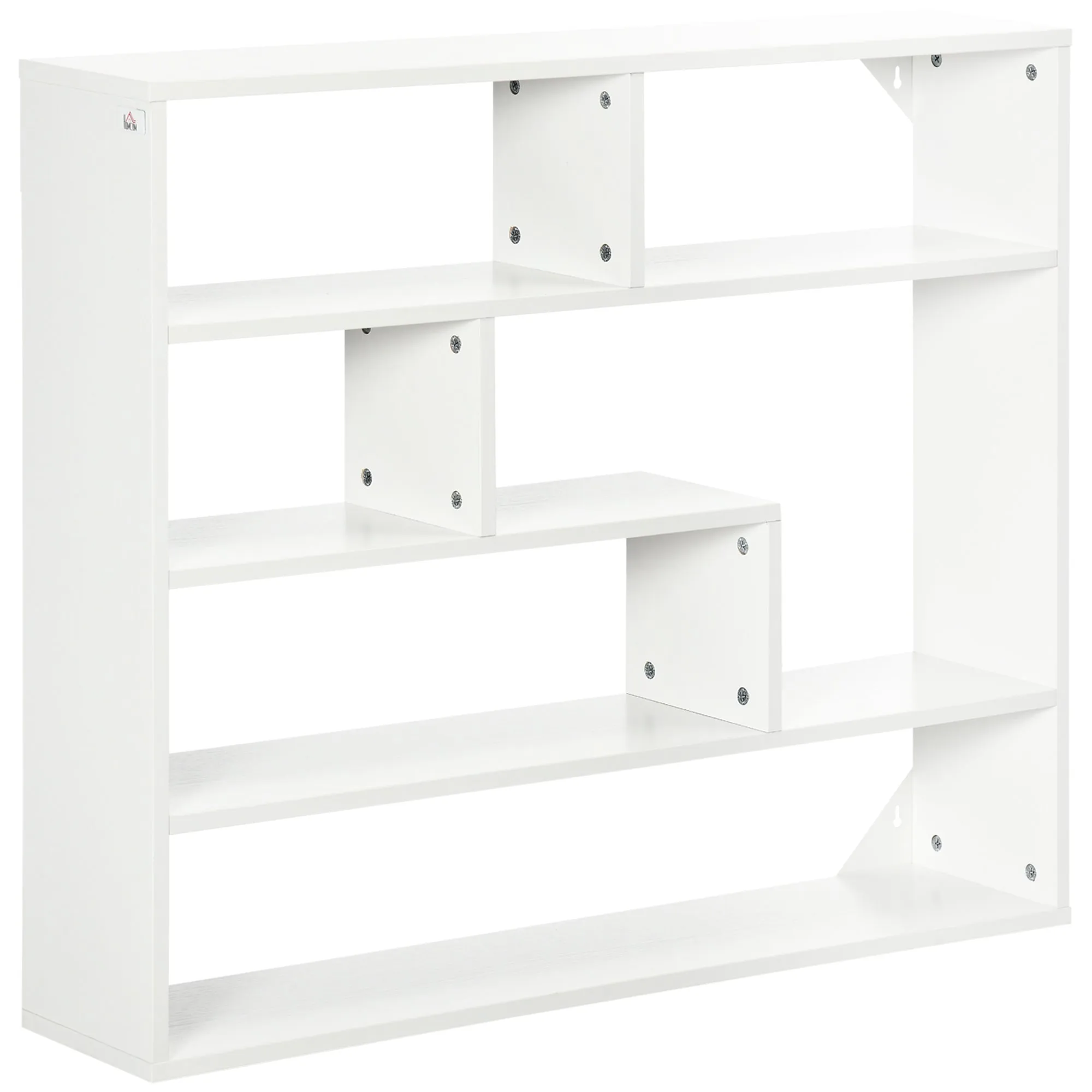 Modern 4-Tier Wooden Wall Bookcase, 94x19.5x80cm, White