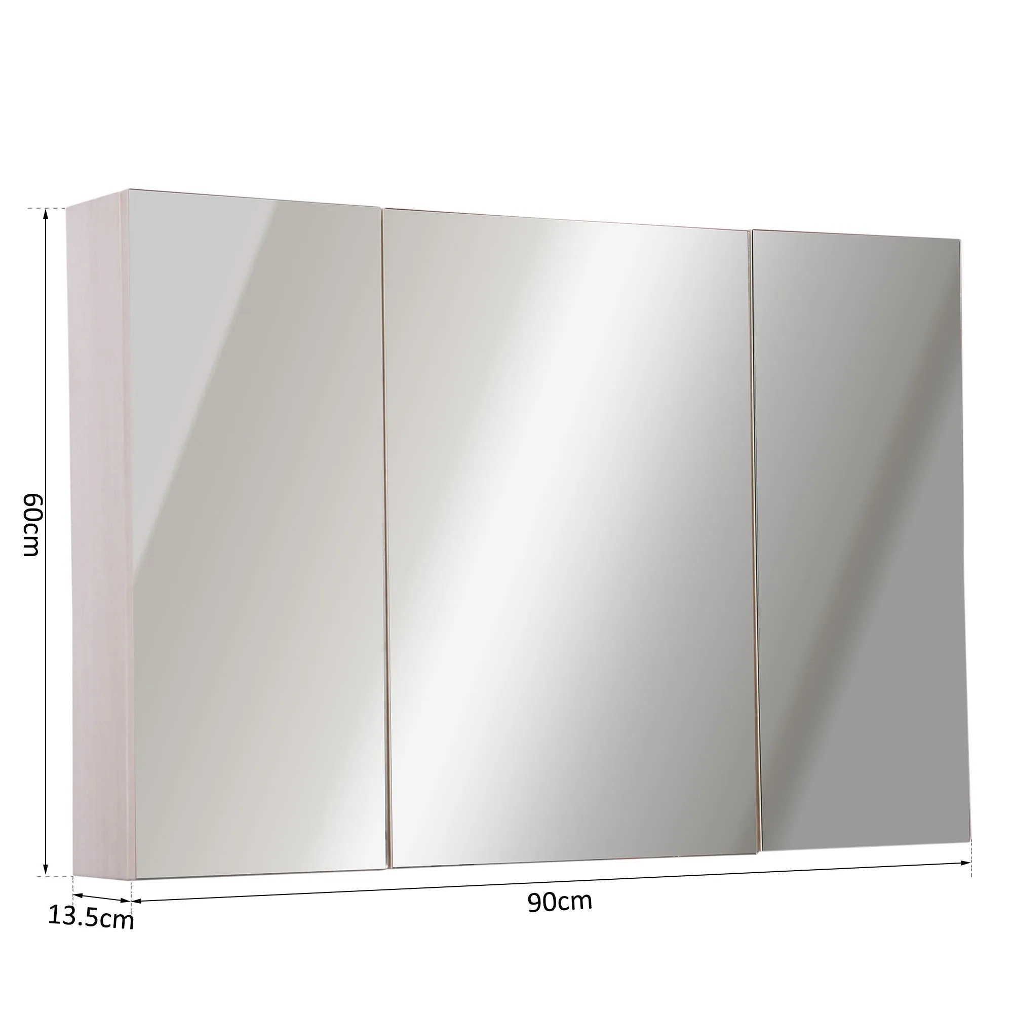 Kleankin 3 doors wall unit with octal with oak mirror 90x60x13.5 cm - Image 3