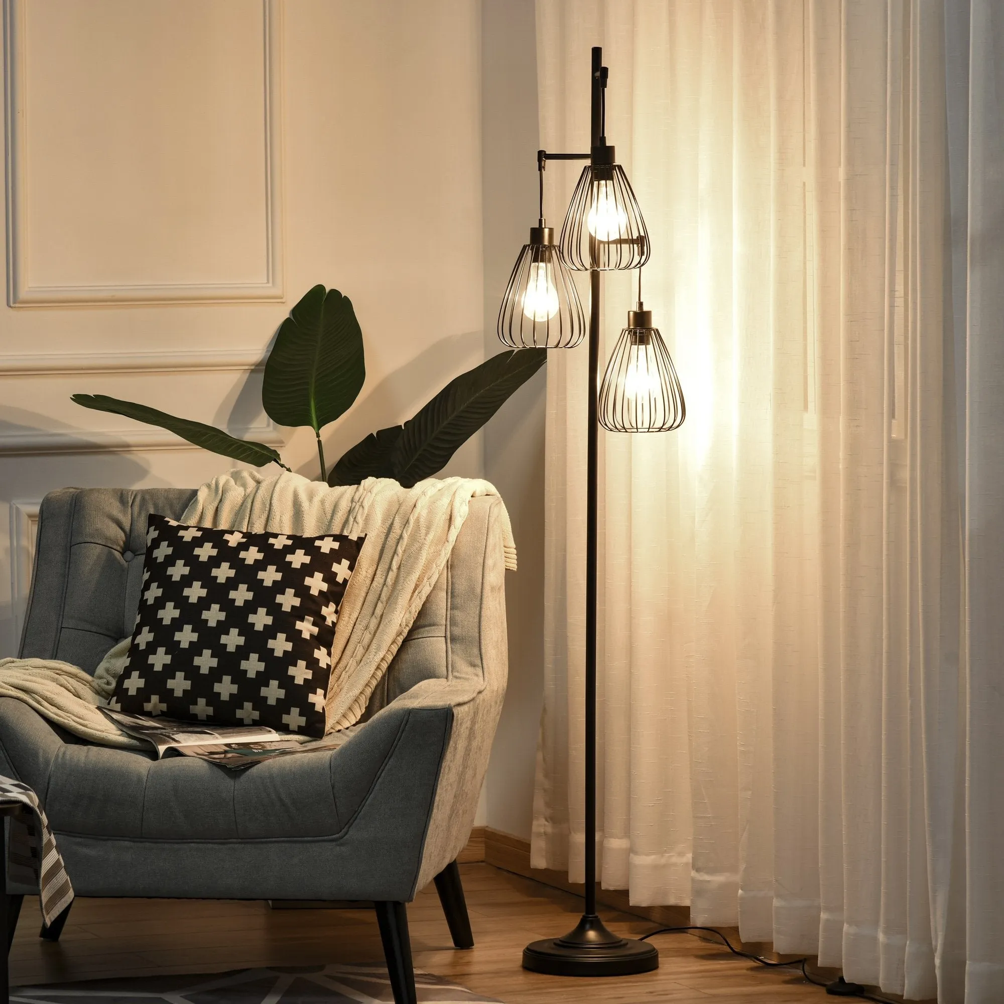 Vintage Industrial Black Metal Floor Lamp, Modern Standing Lamp Ф35 x 170cm - Image 2