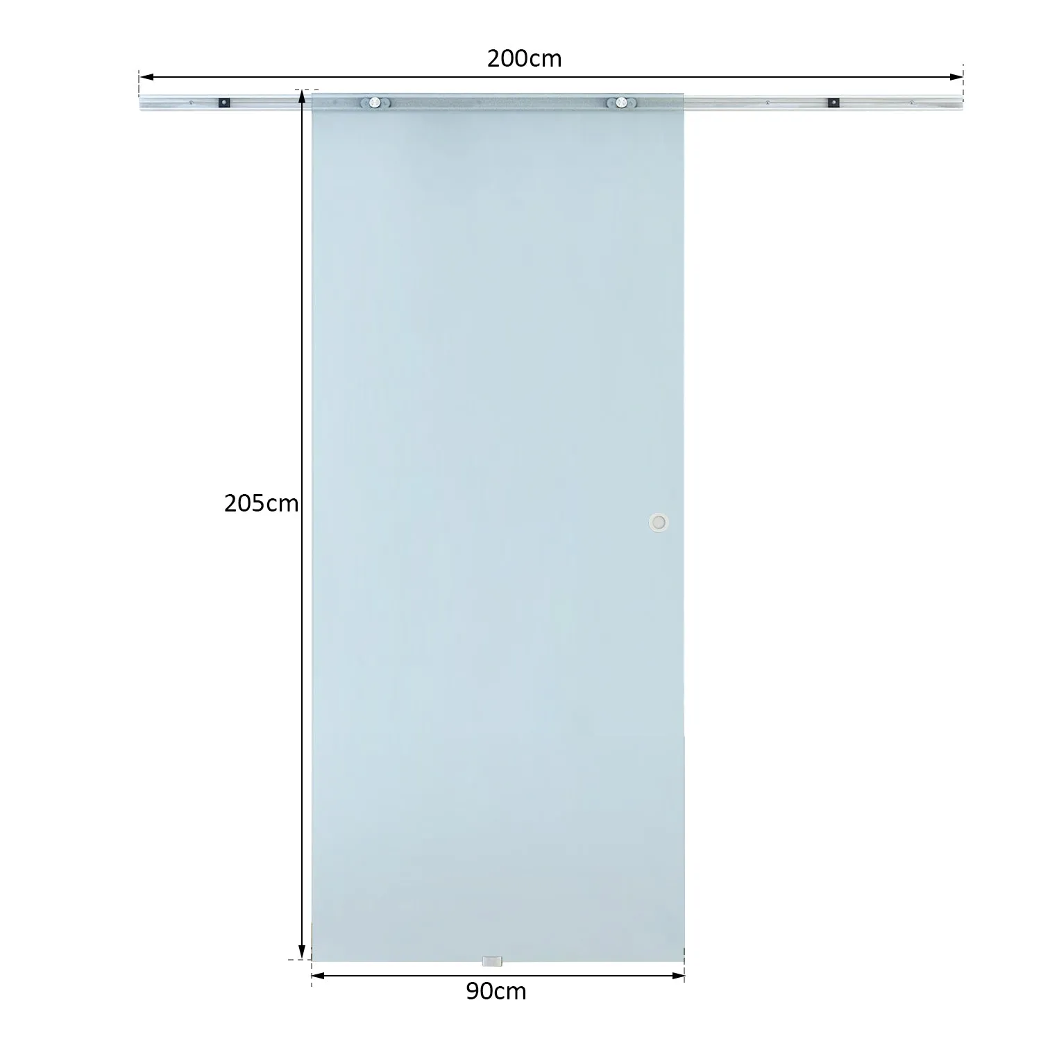 Sliding Door Smudged Glass Effect with Aluminum Track , 90x205cm | - Image 3