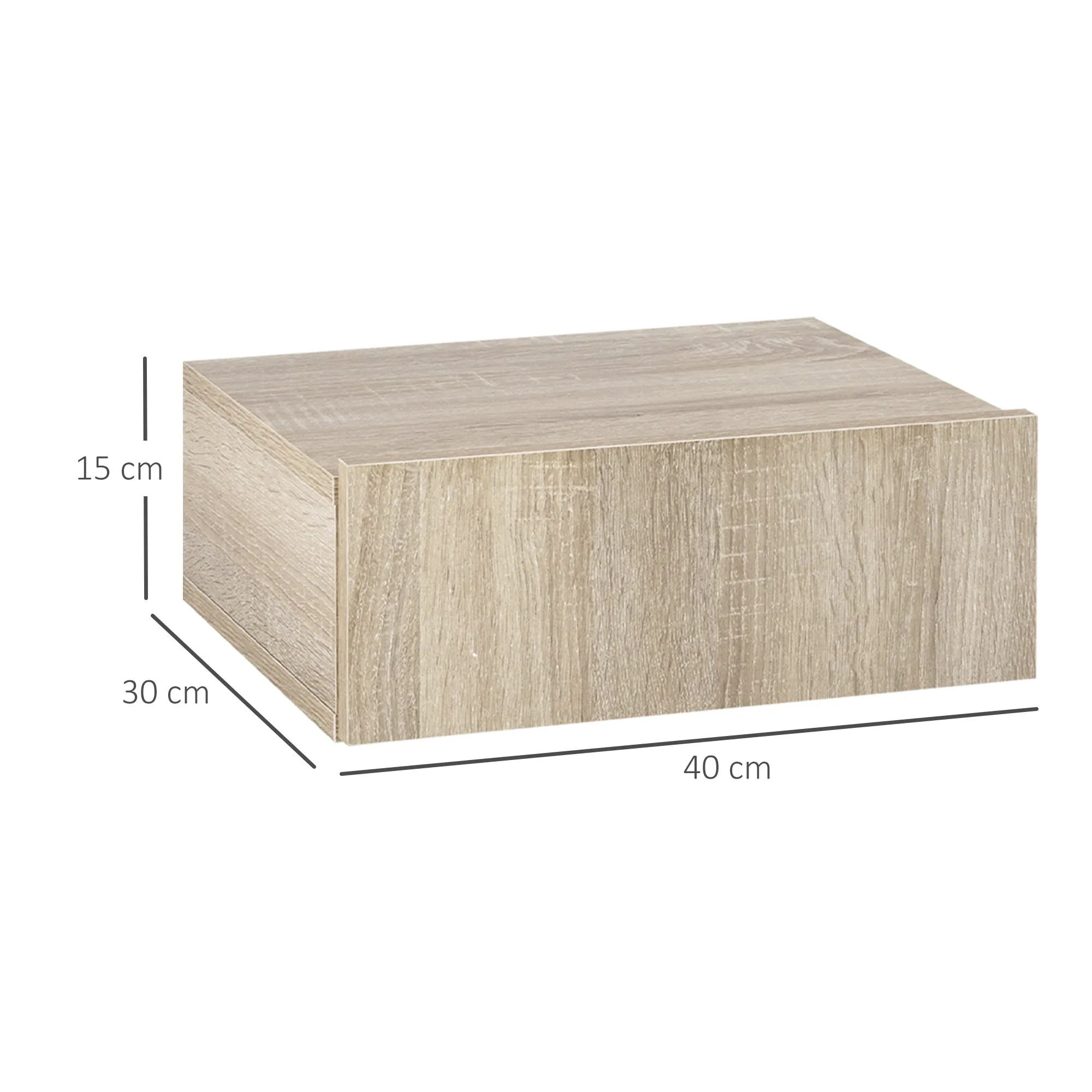 set 2 suspended wooden bedside tables, modern design, 40x30x15cm - wood color - Image 3