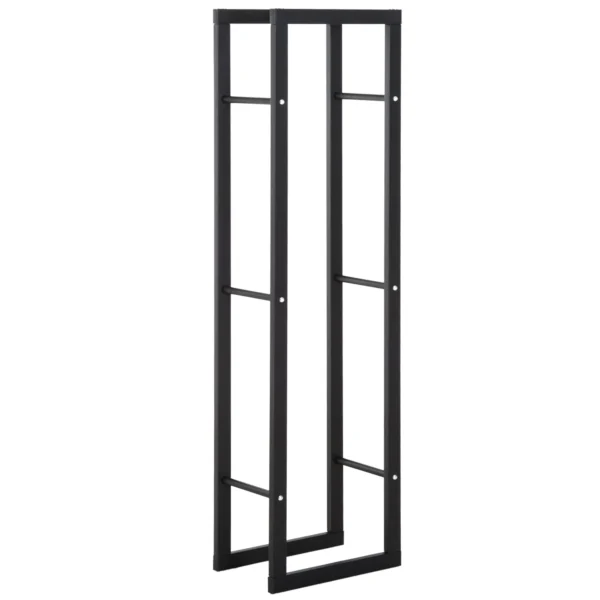 Black Metal Vertical Log Holder for Indoor and Outdoor Use with 100 kg Max Load Capacity, 40x25x150 cm