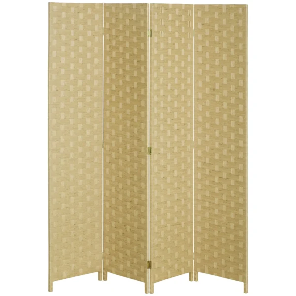 Indoor 4-Panel Wooden Folding Space-Saving Indoor Screen, Height 170cm, Brown