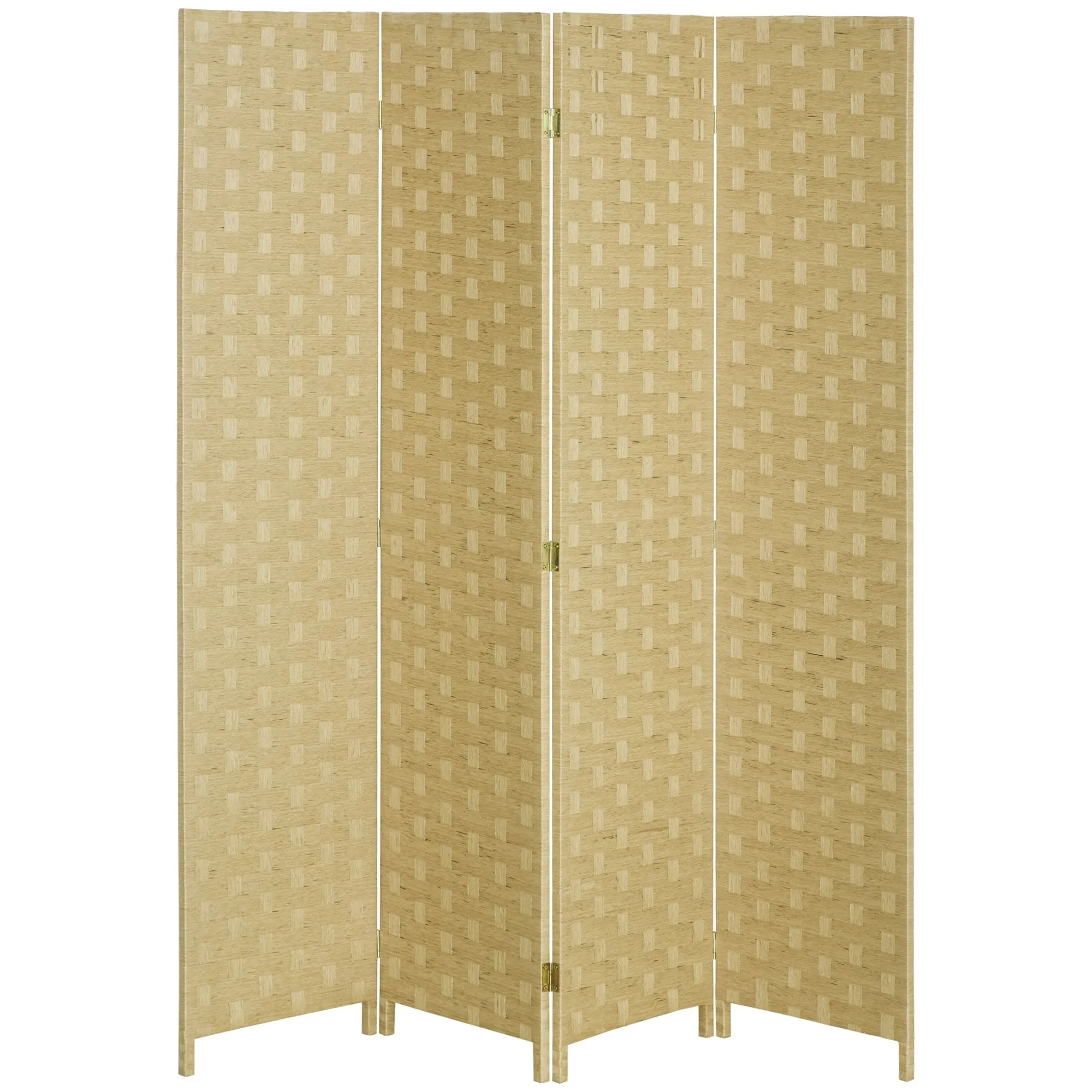 Indoor 4-Panel Wooden Folding Space-Saving Indoor Screen, Height 170cm, Brown