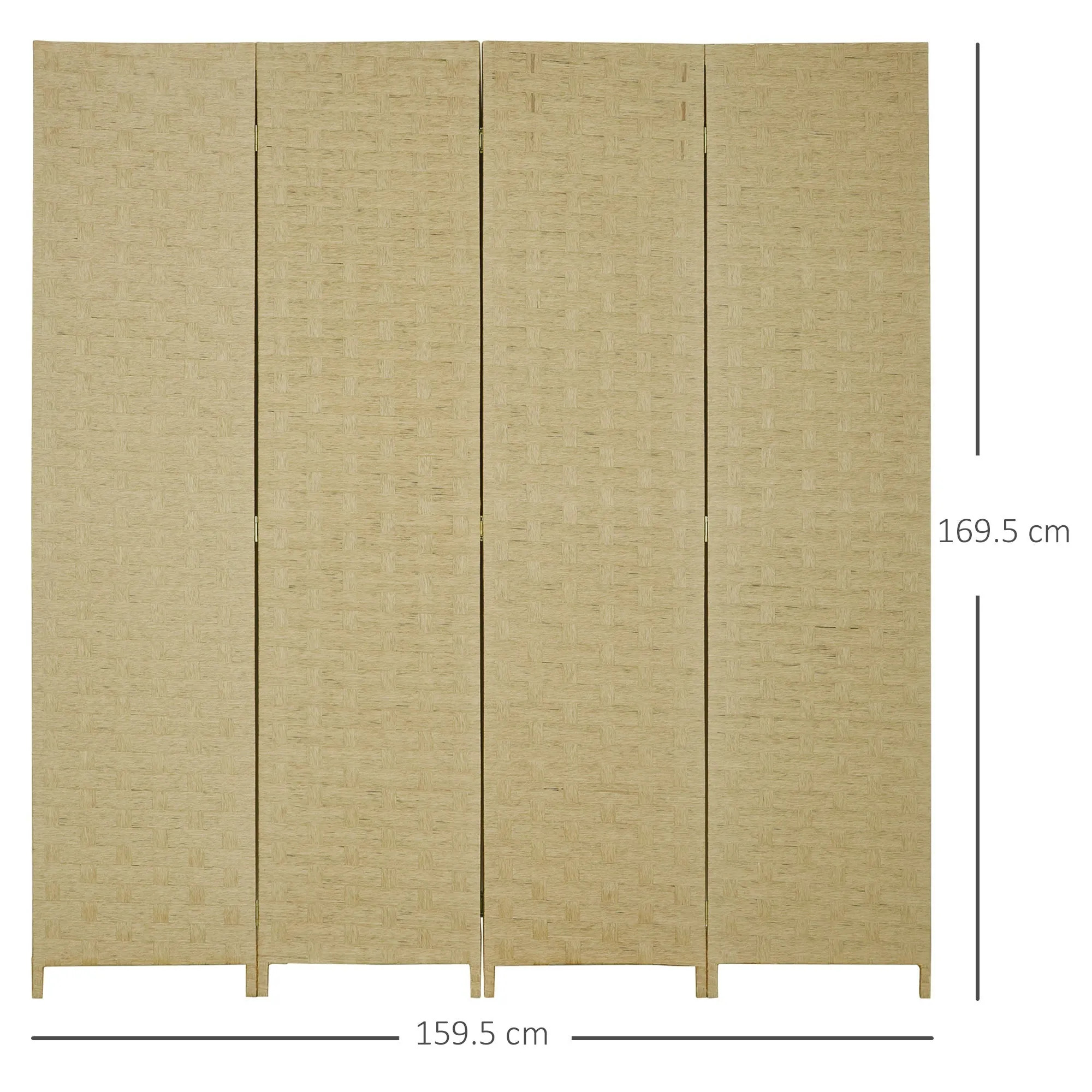 Indoor 4-Panel Wooden Folding Space-Saving Indoor Screen, Height 170cm, Brown - Image 3