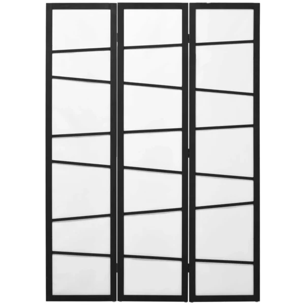 Indoor 3 Panel Folding Wooden Room Divider Screen, 120x170cm, Black and White